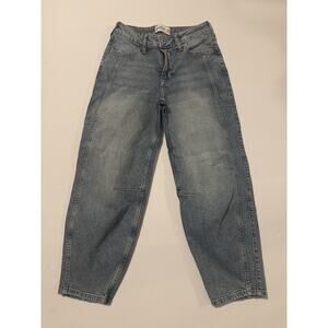 Abercrombie Kids High Rise Barrel Jeans Light Wash Girls 11/12